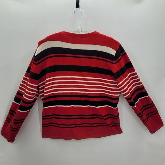 Liz Claiborne Striped 2‎ Piece Preppy Button Up Twin Set Cardigan Tank Sweater - Picture 3 of 16